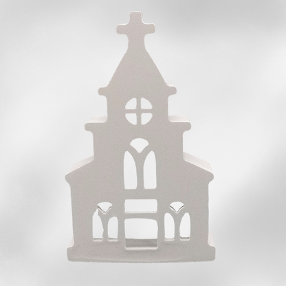Keraflott Weihnachtskirche – handgegossene Dekofigur aus Gießkeramik, winterliche Dekoidee mit Licht - Zauberwerk