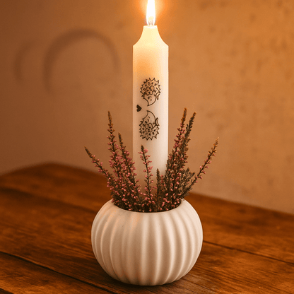 Kerzenständer mit Igel - Kerze – herbstliche Tischdeko & Geschenkidee - Zauberwerk