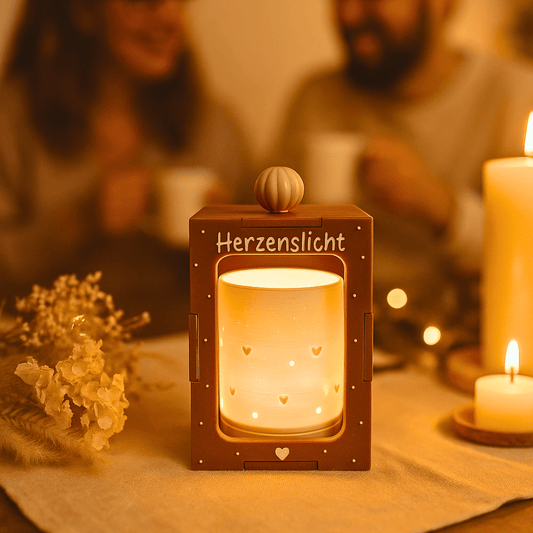 Herzenslicht Geschenk – 3D gedrucktes LED - Licht mit Herz - Motiv und Geschenkbox - Zauberwerk