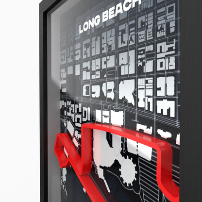 Streets of Long Beach 3D-Poster gerahmt