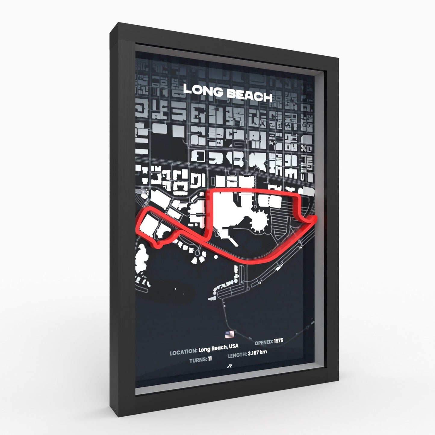 Streets of Long Beach 3D-Poster gerahmt