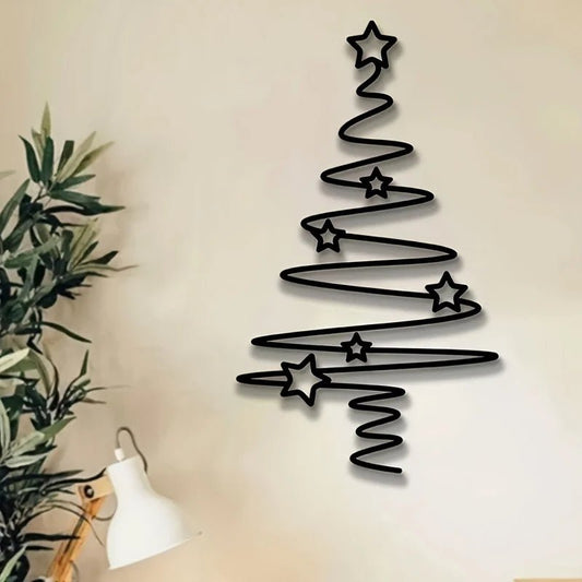 Minimalistischer Weihnachtsbaum aus Metall – Moderne Wanddeko mit Sternen für Weihnachten - Zauberwerk