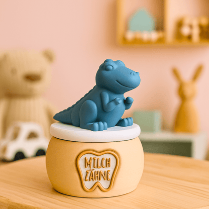 Milchzahndose mit Dino – Aufbewahrung für Kinderzähne - Zauberwerk