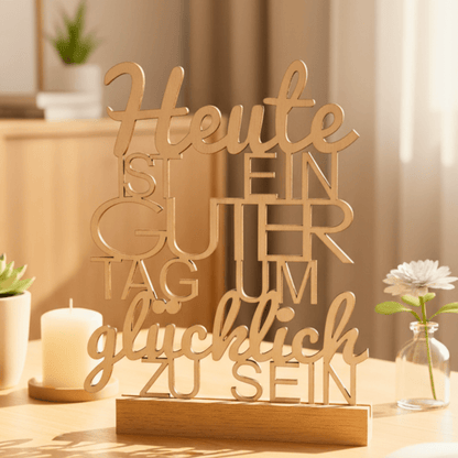 Deko - Aufsteller „Heute ist ein guter Tag“ – Holzschriftzug mit positiver Botschaft - Zauberwerk