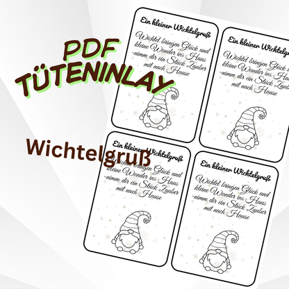 Wichtel Tütenklappen PDF – Printable Geschenkverpackung Weihnachten, DIY Anhänger, Digital Download für Handmade & Märkte - Zauberwerk