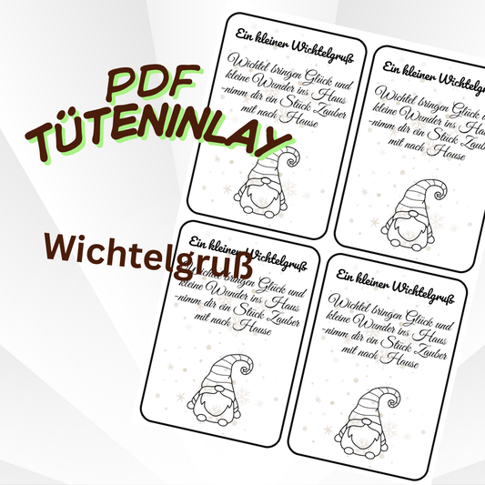 Wichtel Tütenklappen PDF – Printable Geschenkverpackung Weihnachten, DIY Anhänger, Digital Download für Handmade & Märkte - Zauberwerk