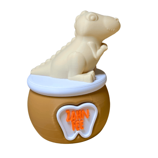 Zahnfee Dose Dino – Milchzahndose mit Namen | Geschenk für Kinder | personalisierbar | 3D - Druck | Wunschfarbe - Zauberwerk