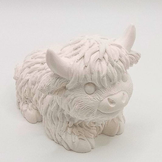 Keramikfigur Highland Kuh – Dekoration in Weiß - Zauberwerk