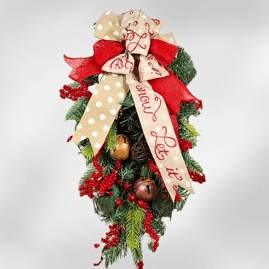Weihnachts - Türkranz mit Schleifen & Beeren – festliche Hängedeko für Zuhause - Zauberwerk