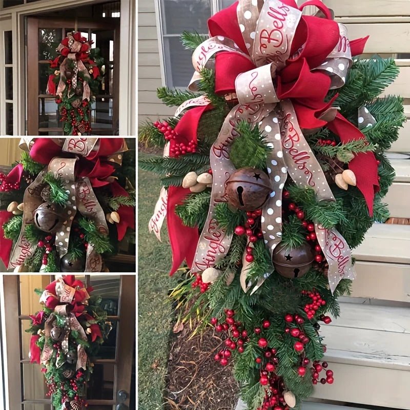 Weihnachts - Türkranz mit Schleifen & Beeren – festliche Hängedeko für Zuhause - Zauberwerk