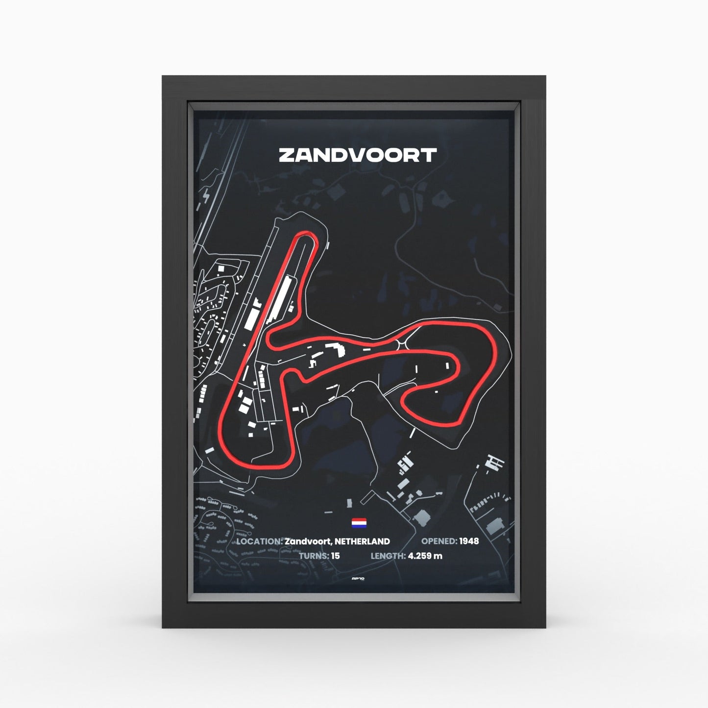 Circuit Zandvoort 3D-Poster gerahmt