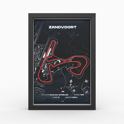 Circuit Zandvoort 3D-Poster gerahmt