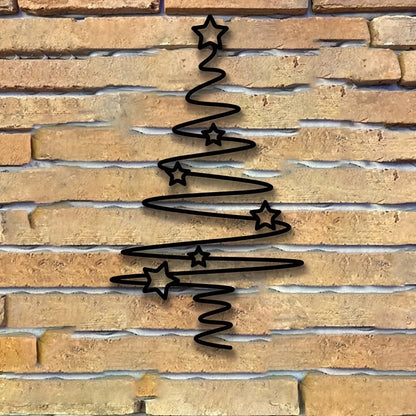 Minimalistischer Weihnachtsbaum aus Metall – Moderne Wanddeko mit Sternen für Weihnachten - Zauberwerk