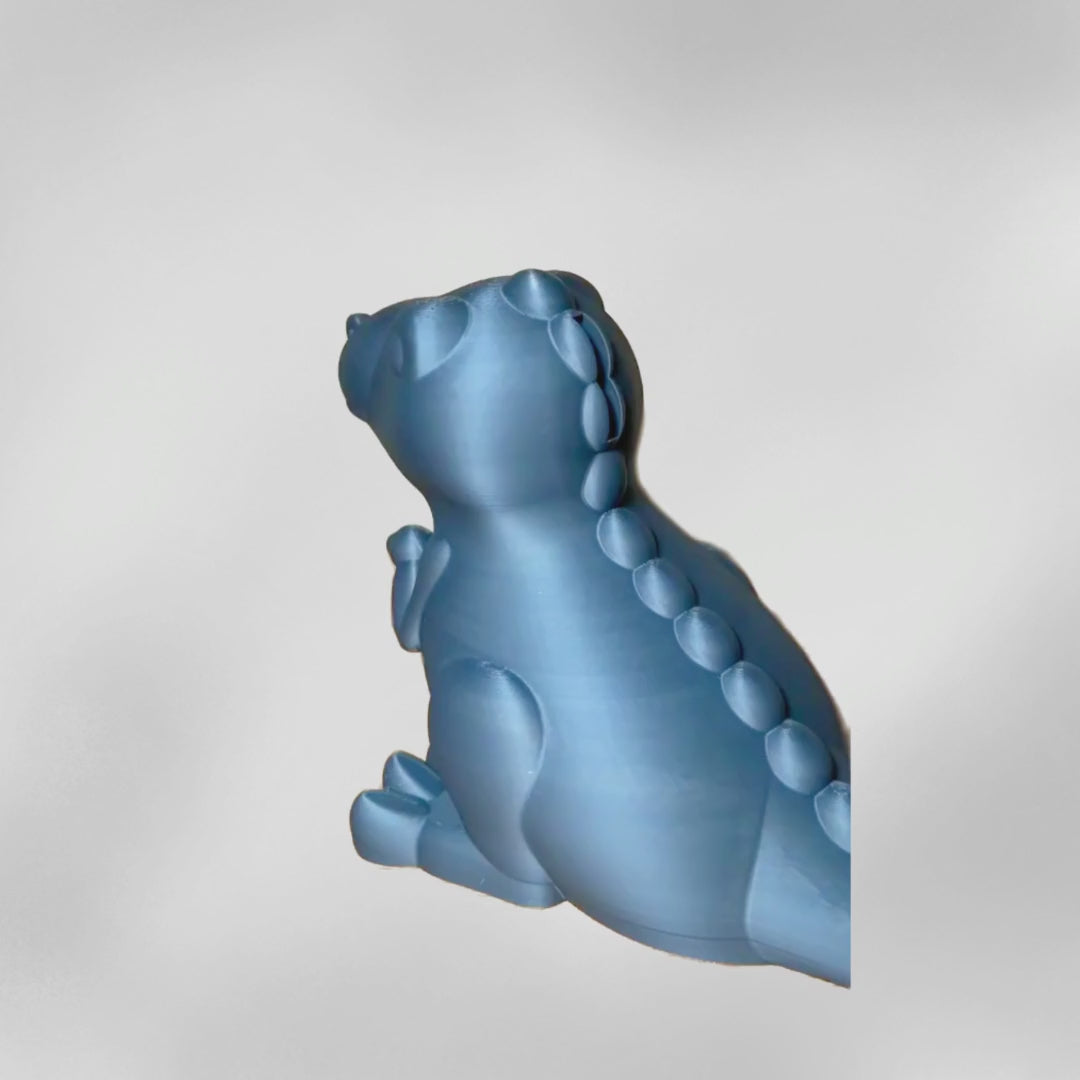 Detailansicht des Dino Sparschweins „Spike“ mit Schraubverschluss, handgefertigt im 3D-Druck aus nachhaltigem PLA, Zauberwerk Mittelhessen