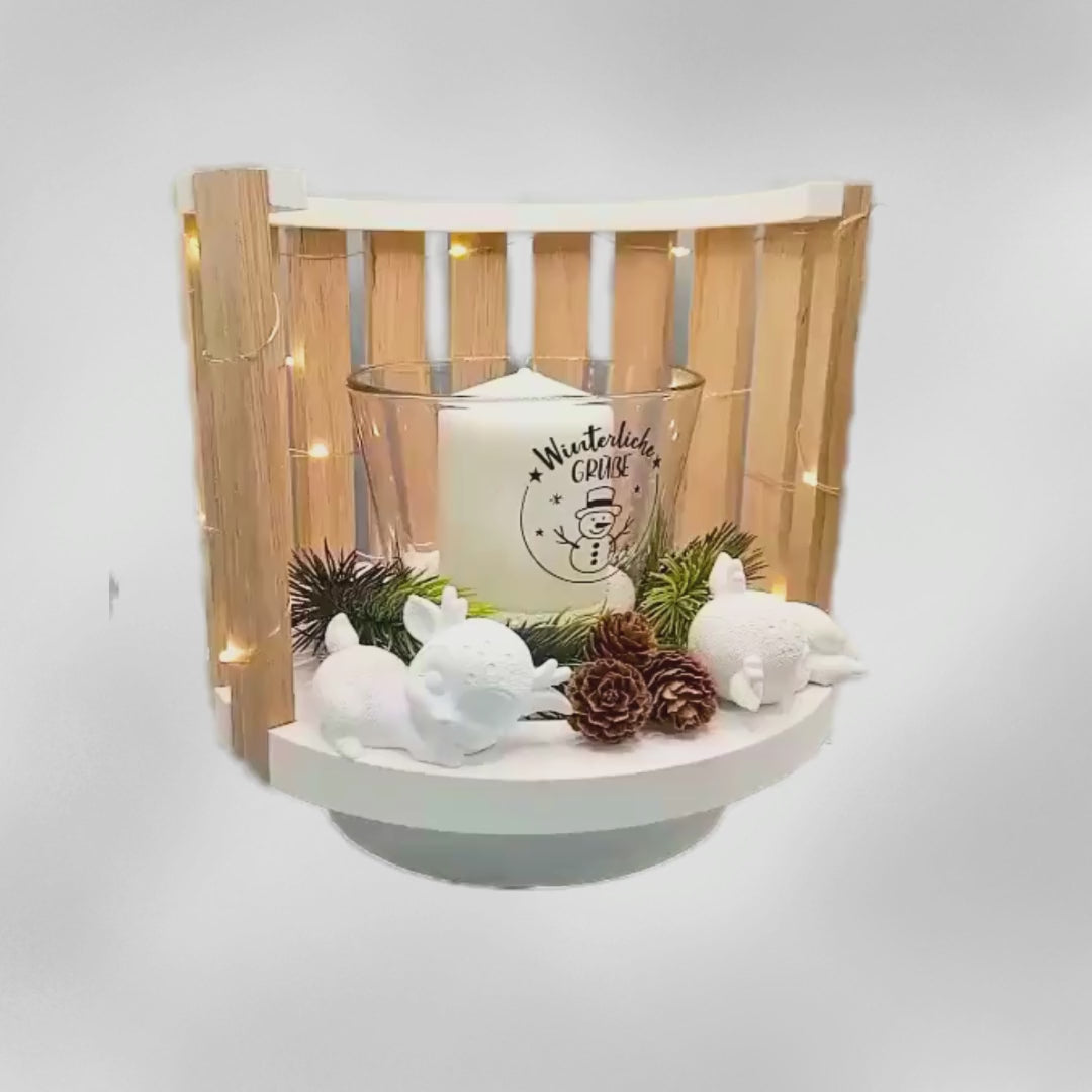 Kerze mit Aufdruck Winterliche Grüße als Geschenkidee aus Haiger video